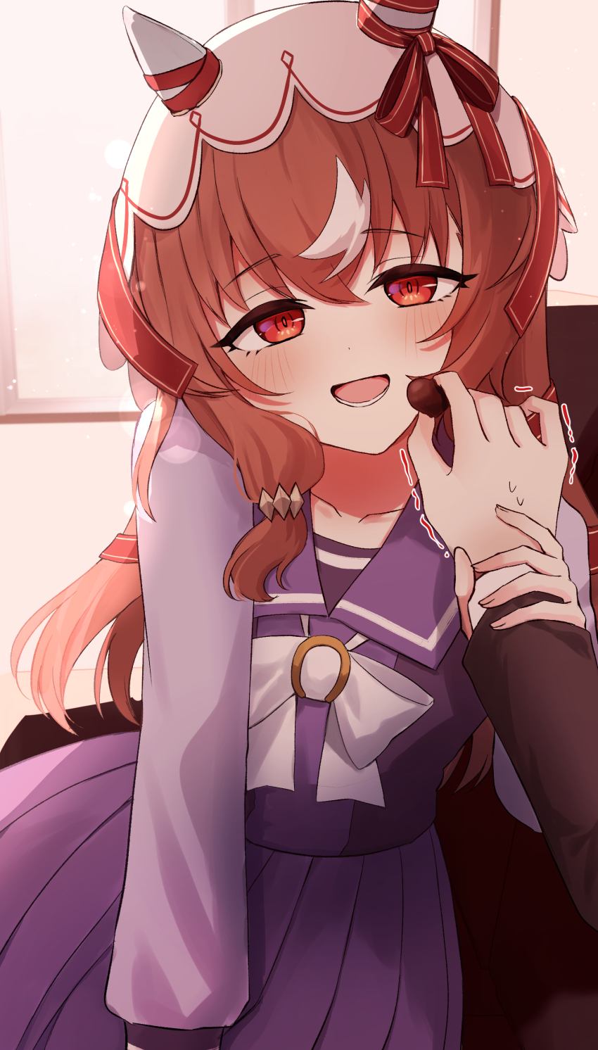 1boy, 1girl, absurdres, animal_ears, bow, bowtie, brown_hair, food