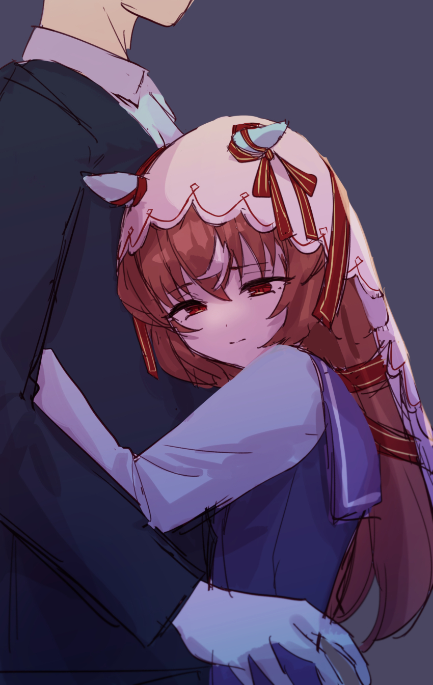 1boy, 1girl, absurdres, animal_ears, blush, closed_mouth, commentary_request, hair_between_eyes