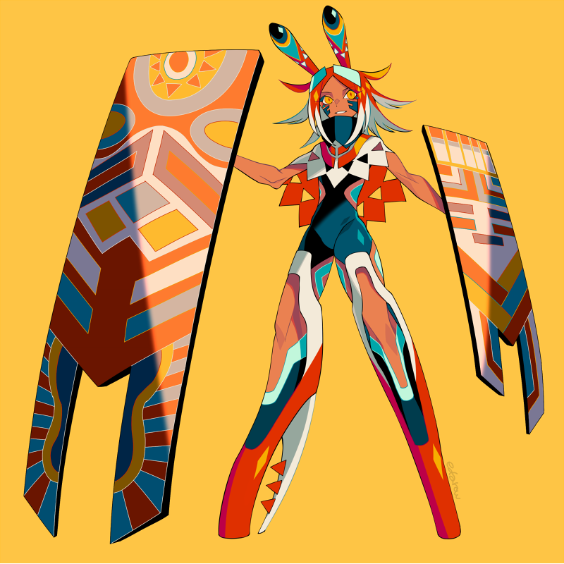 1boy, arthropod_boy, colored_inner_hair, commentary_request, crab_boy, dark-skinned_male, dark_skin, edarow