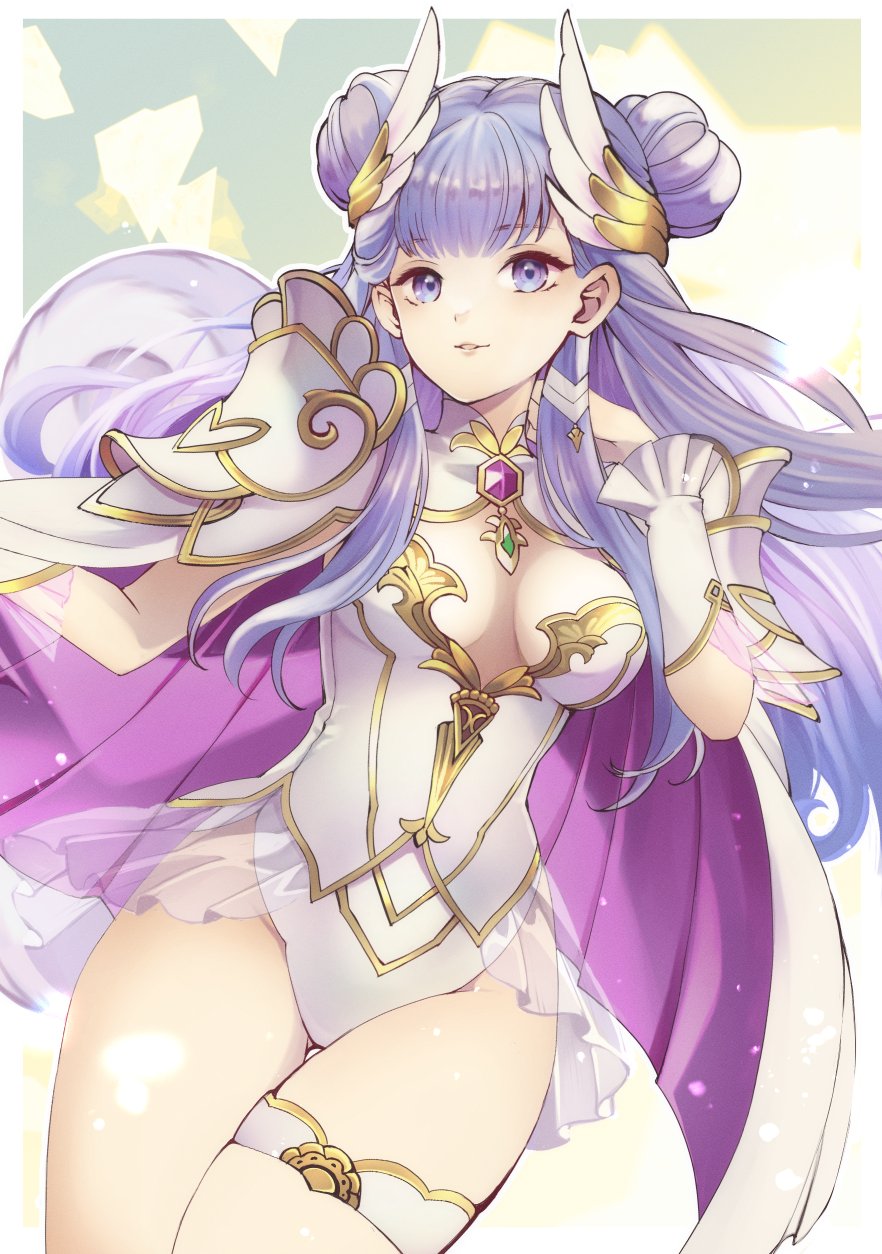 1girl, armor, cape, double_bun, hair_bun, hair_ornament, hand_on_own_neck, highres