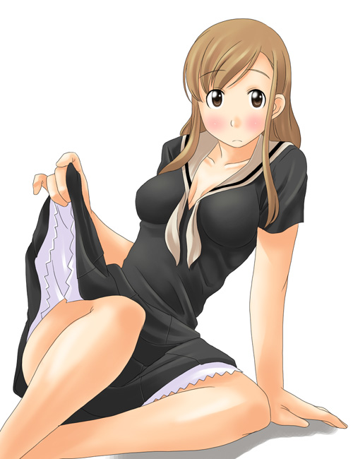 00s, 1girl, brown_eyes, brown_hair, lillian_girls'_academy_school_uniform, maria-sama_ga_miteru, school_uniform, serafuku