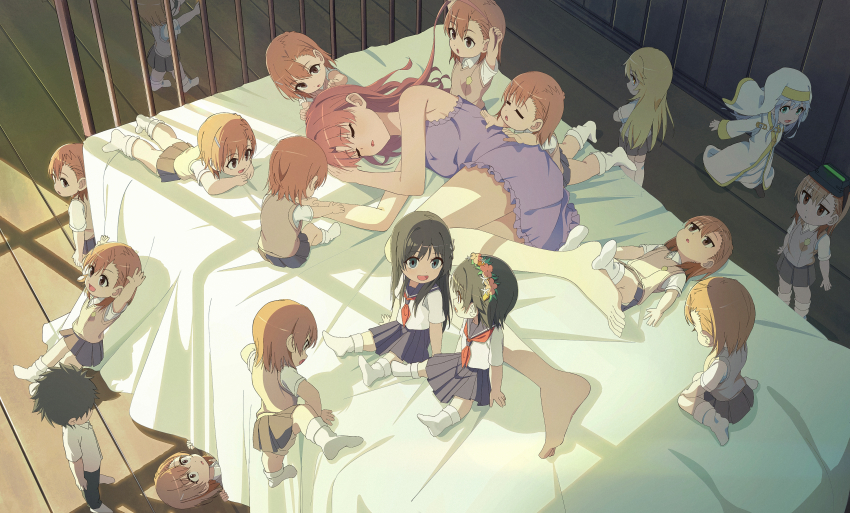 absurdres, black_hair, blue_sailor_collar, brown_sweater_vest, clone, collared_shirt, commentary, flower