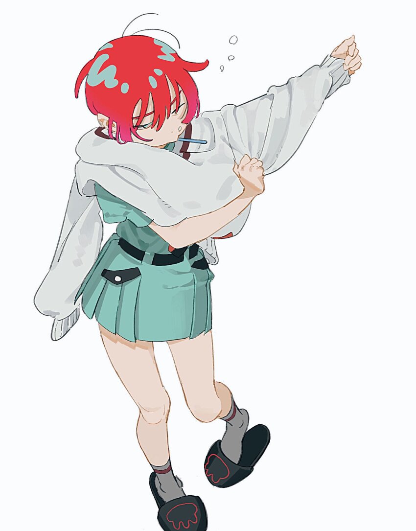 1girl, amate_yuzuriha, aqua_dress, aqua_eyes, dress, dressing, gundam, gundam_gquuuuuux