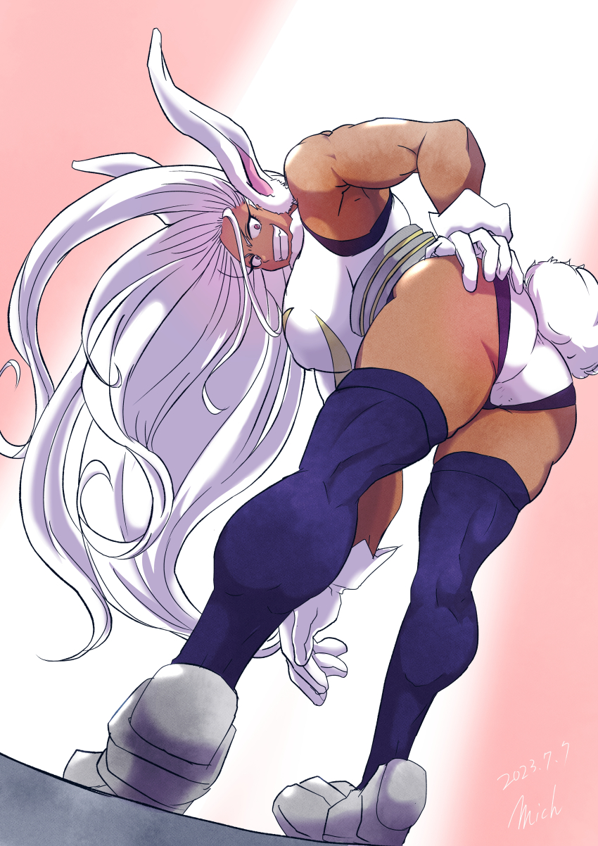 absurdres, armpits, ass, boku_no_hero_academia, covered_erect_nipples, dark-skinned_female, dark_skin, dated