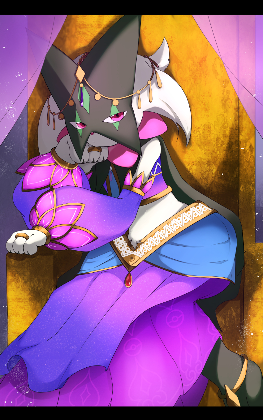 1other, absurdres, animal_nose, anklet, arabian_clothes, body_fur, closed_mouth, clothed_pokemon