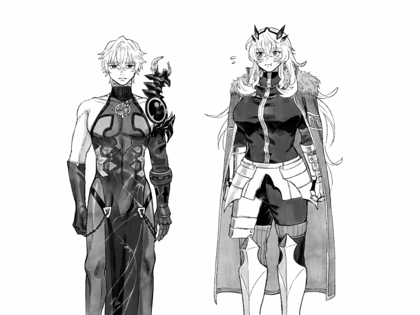 1boy, 1girl, barghest_(fate), barghest_(fate)_(cosplay), breasts, cape, cheeeeese0619, commentary_request