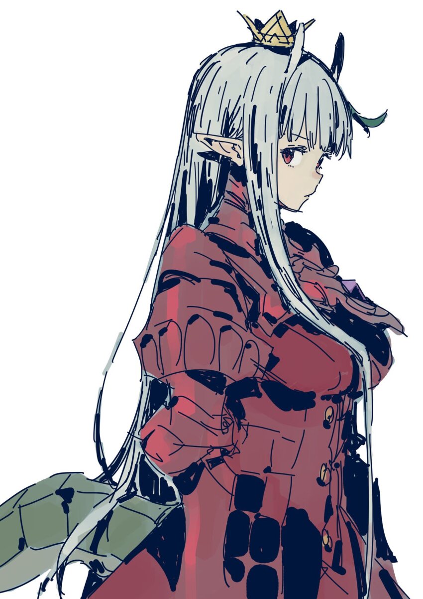 1girl, armor, biscione_(fate), biscione_(third_ascension)_(fate), buttons, crown, dragon_girl, fate/grand_order