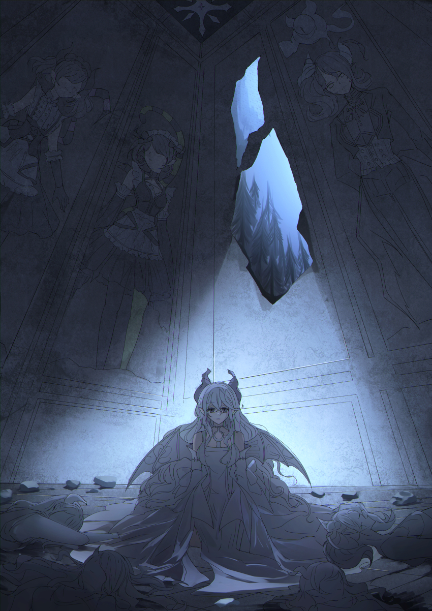 1girl, absurdres, ariane_the_labrynth_servant, arianna_the_labrynth_servant, arias_the_labrynth_butler, breasts, cameo, cleavage