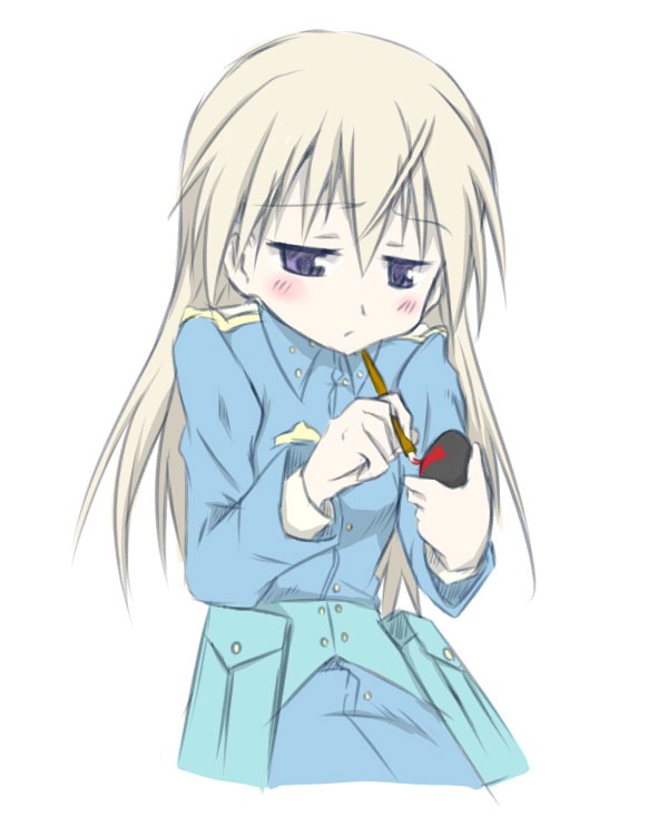 1girl, art_brush, blonde_hair, blue_eyes, blush, easter, easter_egg, egg