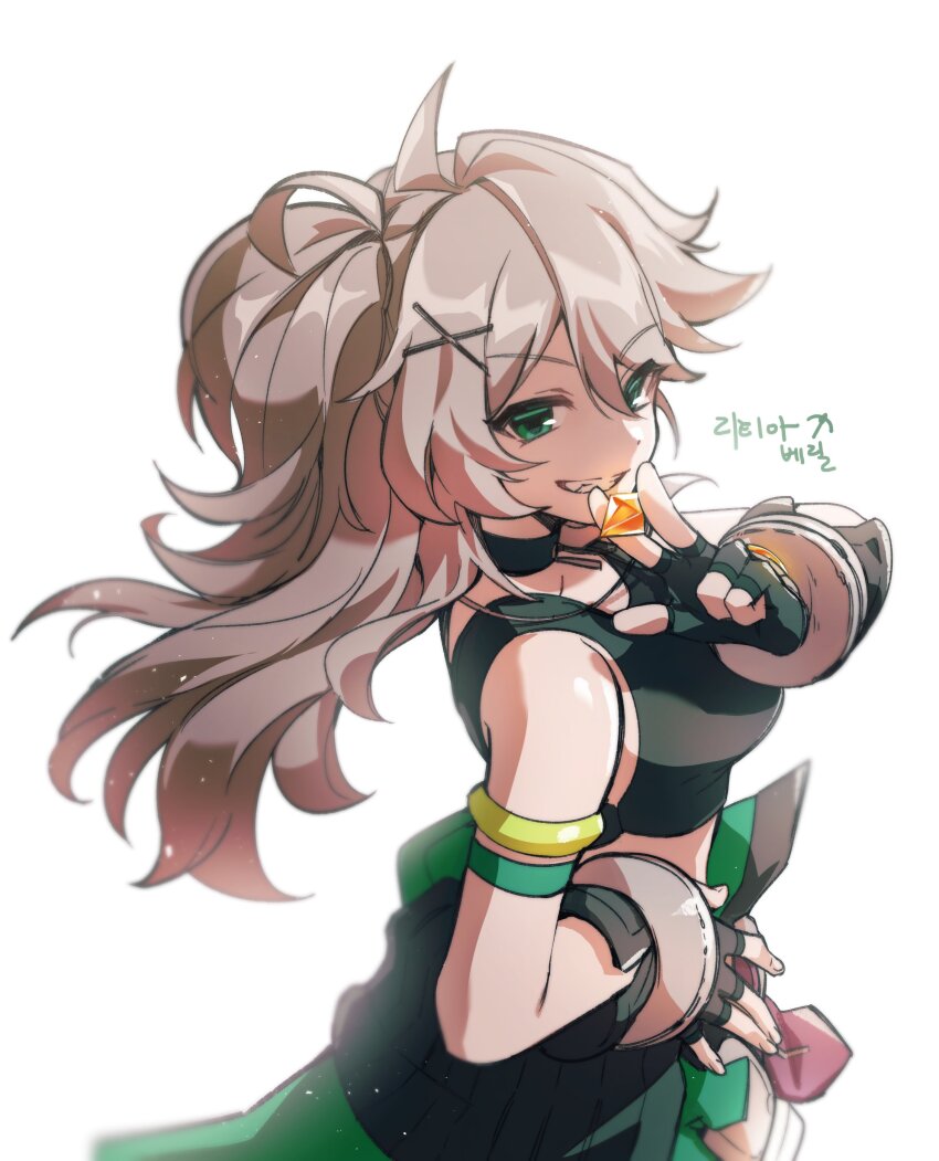 1girl, absurdres, bare_shoulders, black_choker, black_gloves, black_shirt, choker, commentary