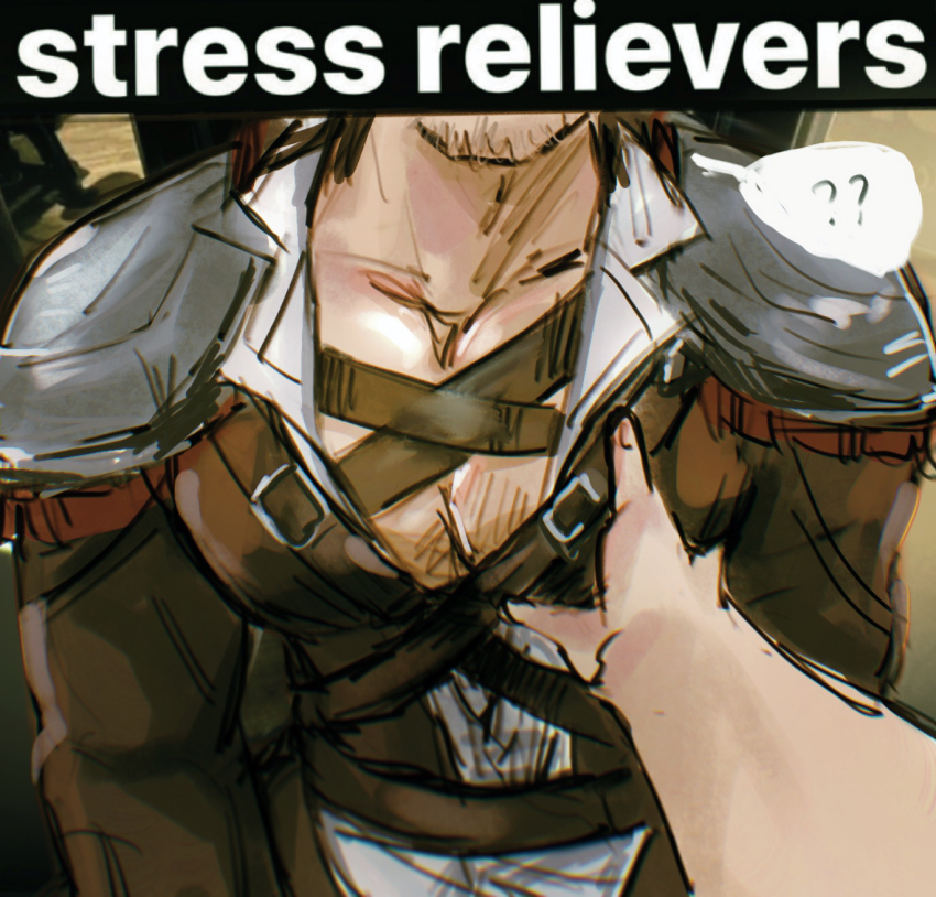 2boys, bara, fire_emblem, grabbing_another's_pectorals, head_out_of_frame, highres, large_pectorals, lno408, male_focus, meme, multiple_boys, muscular, muscular_male, nintendo, pectoral_cleavage, pectoral_grab, pectorals, pov, pov_hands, shirt, solo_focus, the_masculine_urge_to_(meme), tight_clothes, tight_shirt, viper_(final_fantasy)