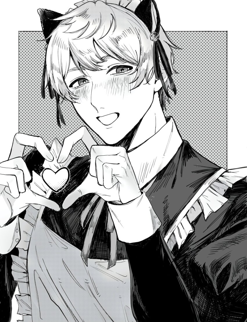 1boy, alternate_costume, animal_ears, apron, axis_powers_hetalia, bell, benishake8, blush