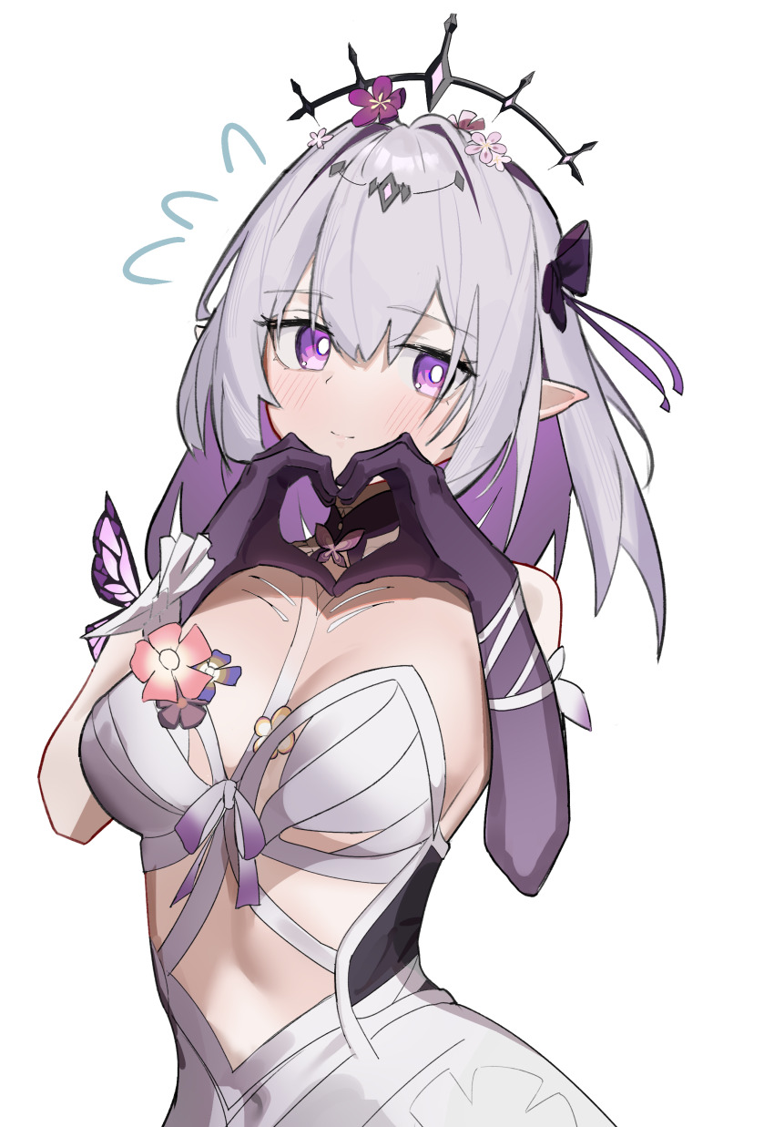 1girl, absurdres, bare_shoulders, breasts, bright_pupils, castorice_(honkai:_star_rail), colored_inner_hair, dress