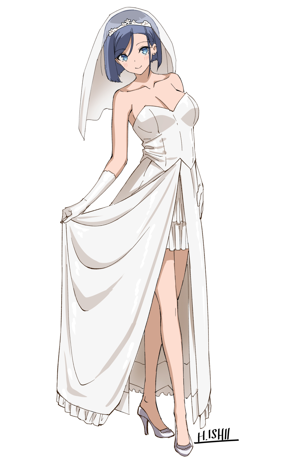 16bit_sensation, 1girl, artist_name, bare_legs, blue_eyes, blue_hair, breasts, bridal_veil