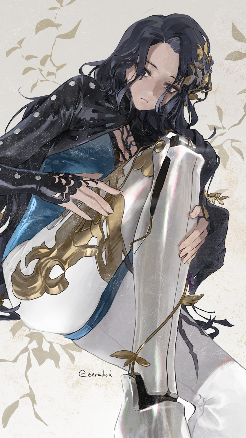 1girl, athletic_leotard, black_hair, black_leotard, blue_eyes, blue_leotard, cleavage_cutout, clothing_cutout