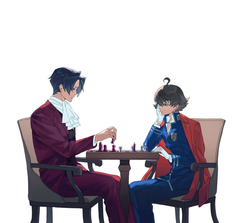 2boys, ace_attorney, ace_attorney_investigations, ace_attorney_investigations_2:_prosecutor's_gambit, blue_jacket, board_game, brown_hair, chair