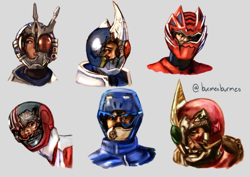 6+boys, absurdres, asami_tatsuya, blood, blood_on_face, blue_buster, broken_glass, broken_helmet