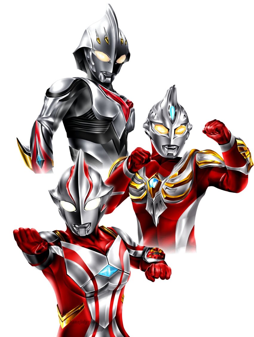 3boys, alien, arm_blade, armor, blue_gem, breastplate, clenched_hands, collarbone