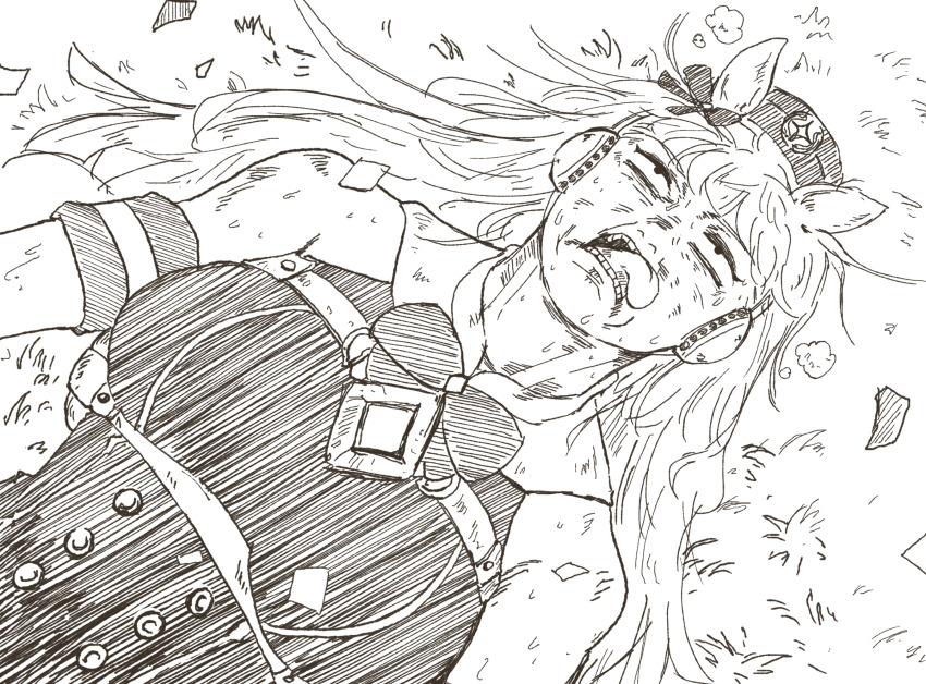 12_billion_yen_incident, 1girl, animal_ears, armband, blunt_bangs, boneless_ham_(bombombakon), bow, bowtie