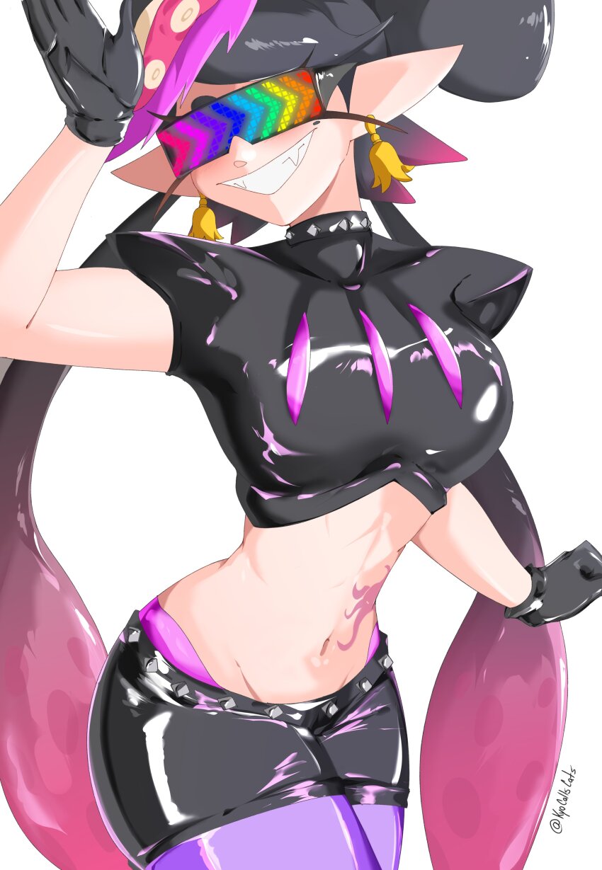 1girl, absurdres, artist_name, bell, bell_earrings, belt, black_gloves, breasts
