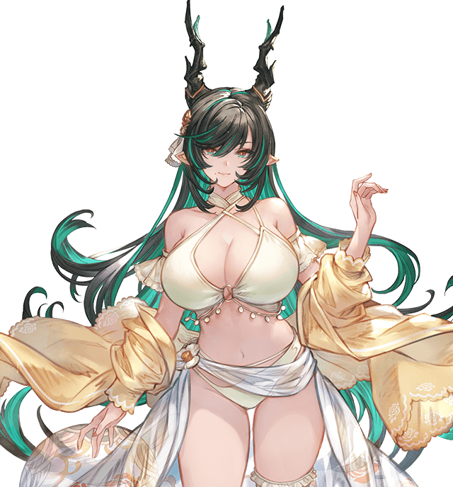 1girl, alternate_costume, bare_shoulders, bikini, black_hair, breasts, colored_inner_hair, cowboy_shot