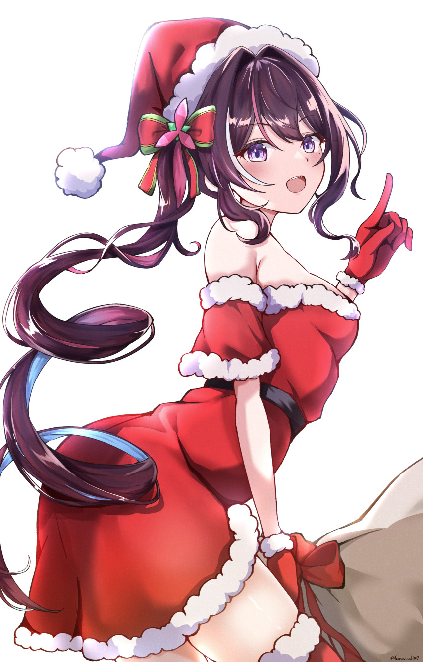 1girl, absurdres, arched_back, azki_(hololive), bare_shoulders, boots, breasts, brown_hair