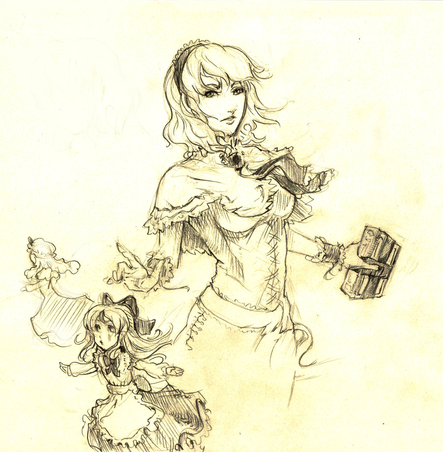 1girl, alice_margatroid, book, capelet, doll, eva-st-clare, eva_st_clare, female_focus