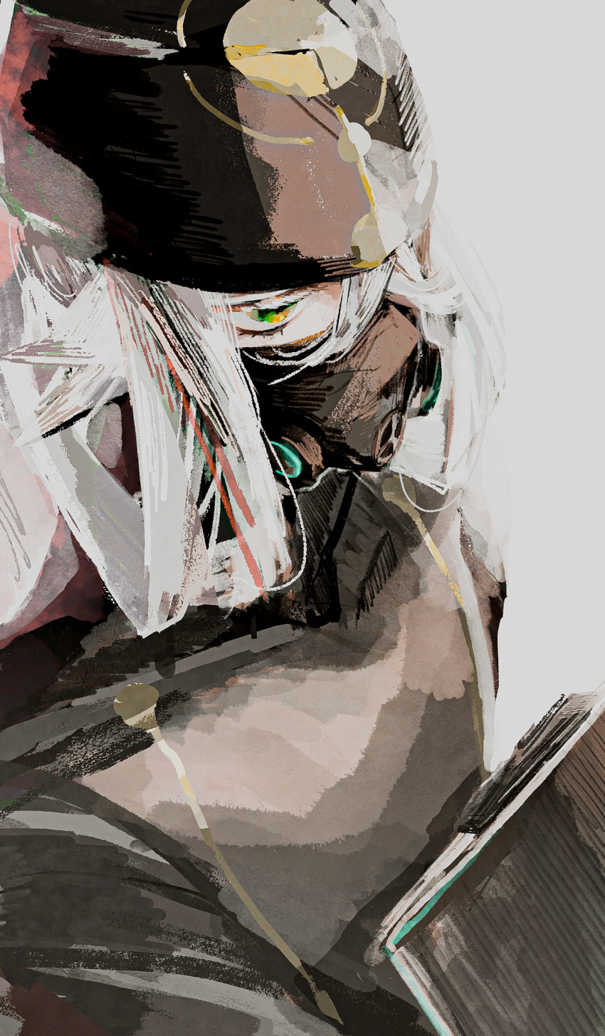 1boy, asclepius_(fate), asclepius_(second_ascension)_(fate), black_hat, black_mask, black_robe, fate/grand_order, fate_(series)