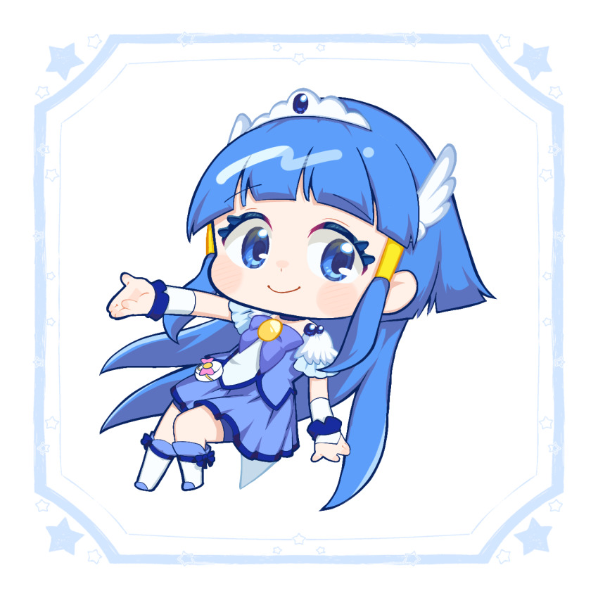 1girl, aoki_reika, arm_warmers, bike_shorts, bike_shorts_under_skirt, blue_boots, blue_bow, blue_bowtie