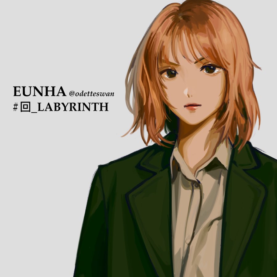 1girl, adirosa, album_name, artist_name_(singer), black_coat, blonde_hair, brown_eyes, brown_hair