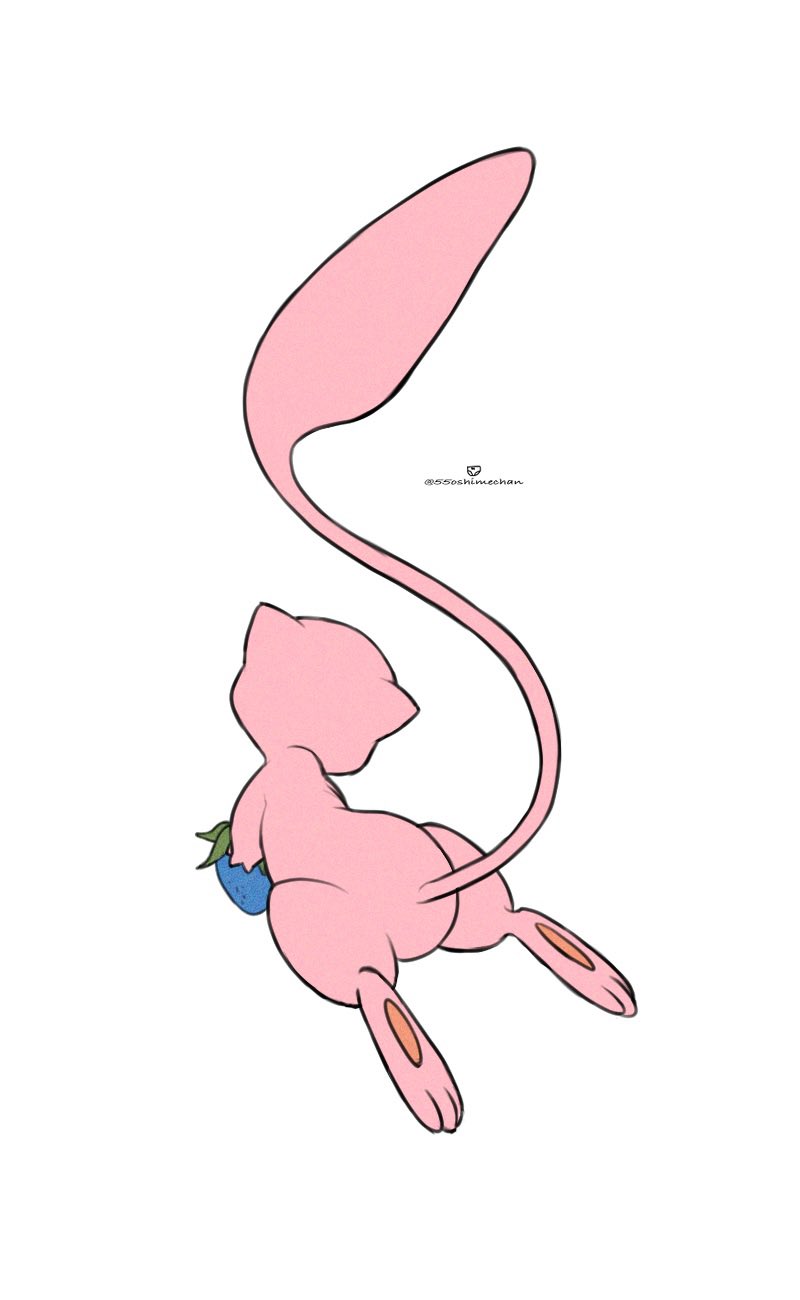 55oshimechan, berry_(pokemon), commentary_request, food, from_behind, fruit, full_body, gen_1_pokemon