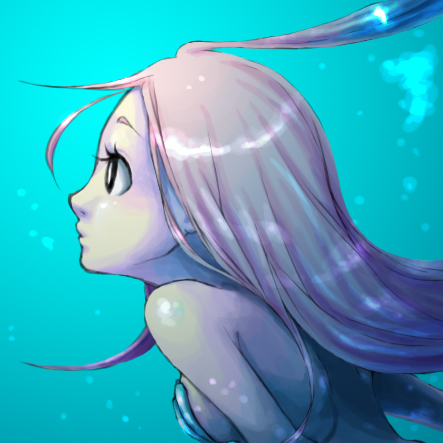 1girl, air_bubble, bare_back, bare_shoulders, bikini, black_eyes, blue_background, breasts