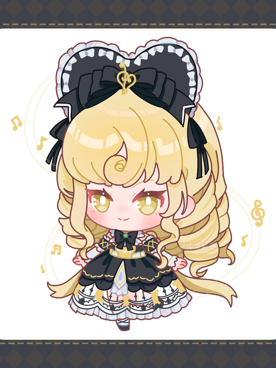 1girl, ankle_ribbon, argyle_border, back_bow, bare_shoulders, black_bonnet, black_border, black_bow