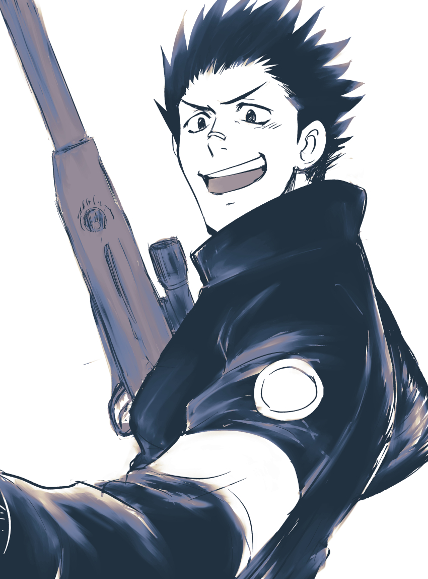 1boy, :d, absurdres, bandaid, bandaid_on_face, bandaid_on_nose, black_hair, goekakisan_(adelma)