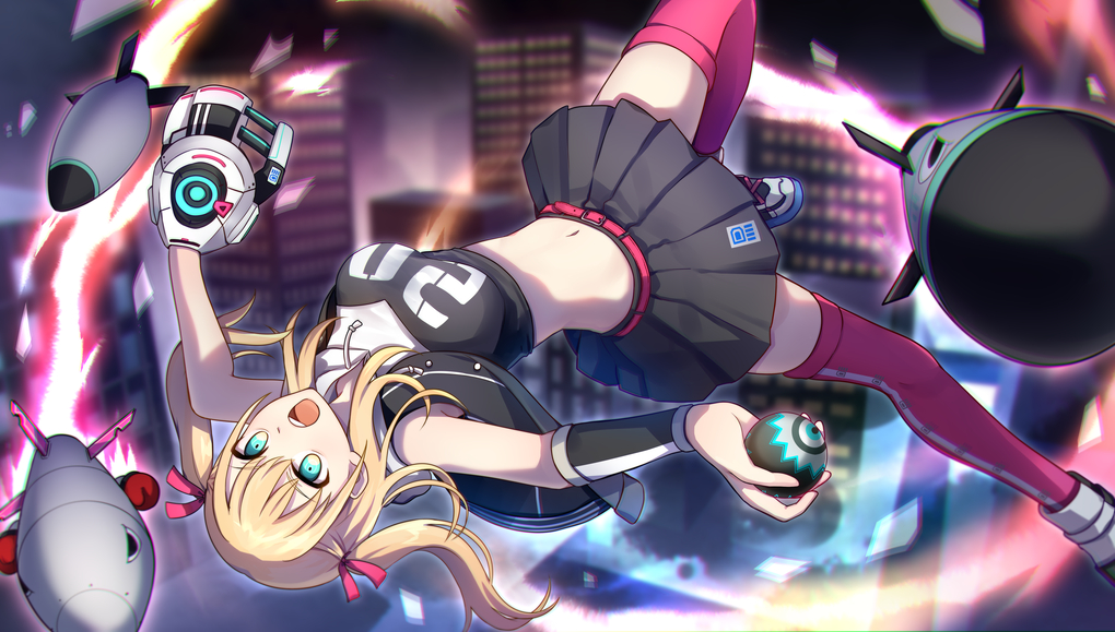 1girl, aqua_eyes, arm_warmers, ball, bare_shoulders, baseball_glove, belt, black_shirt