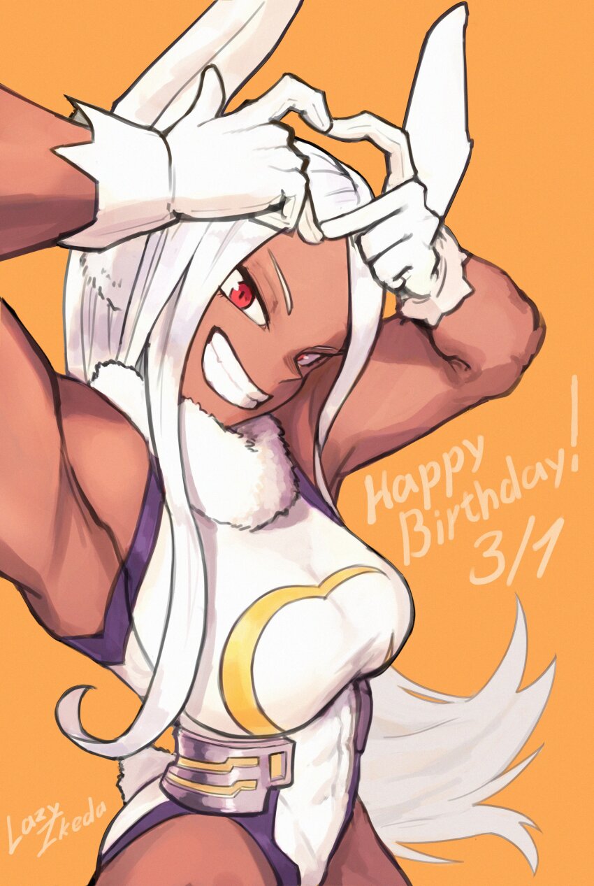 1girl, :d, absurdres, animal_ears, armpits, artist_name, bare_shoulders, boku_no_hero_academia