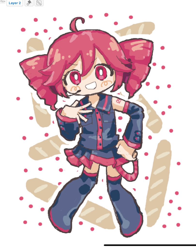 1girl, ahoge, baguette, black_shirt, black_skirt, black_sleeves, black_thighhighs, blush