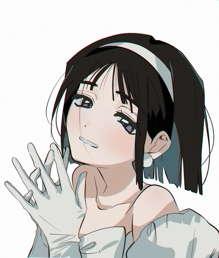 1girl, absurdres, alien_stage, black_hair, bob_cut, commentary_request, dress, earrings