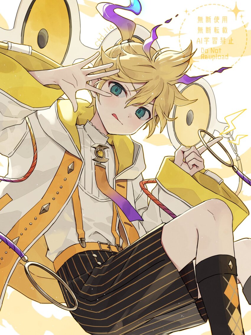 1boy, :q, argyle_clothes, argyle_socks, artist_name, black_shorts, black_socks, blonde_hair