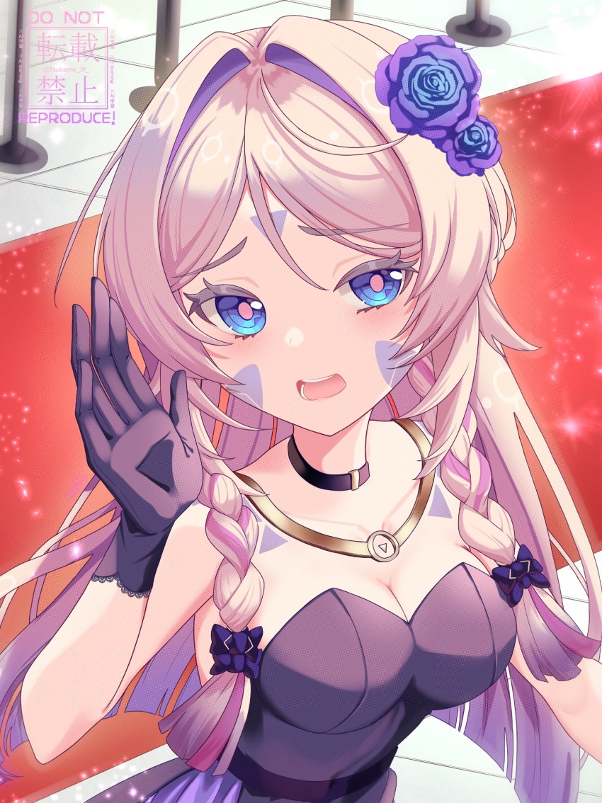 1girl, alternate_costume, black_choker, blue_eyes, braid, choker, citlali_(genshin_impact), dress