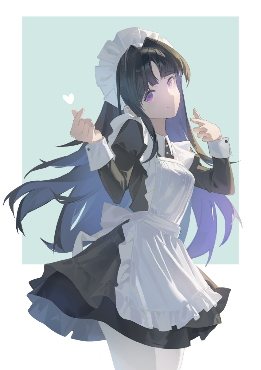 1girl, aash4i, absurdres, apron, awa_subaru, black_dress, black_hair, closed_mouth