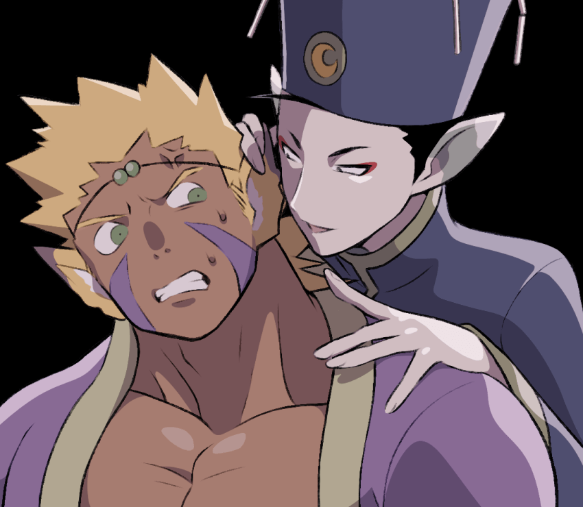 2boys, ahoge, animal_ears, black_hair, blonde_hair, breath_of_fire, breath_of_fire_iv, cray_(breath_of_fire)