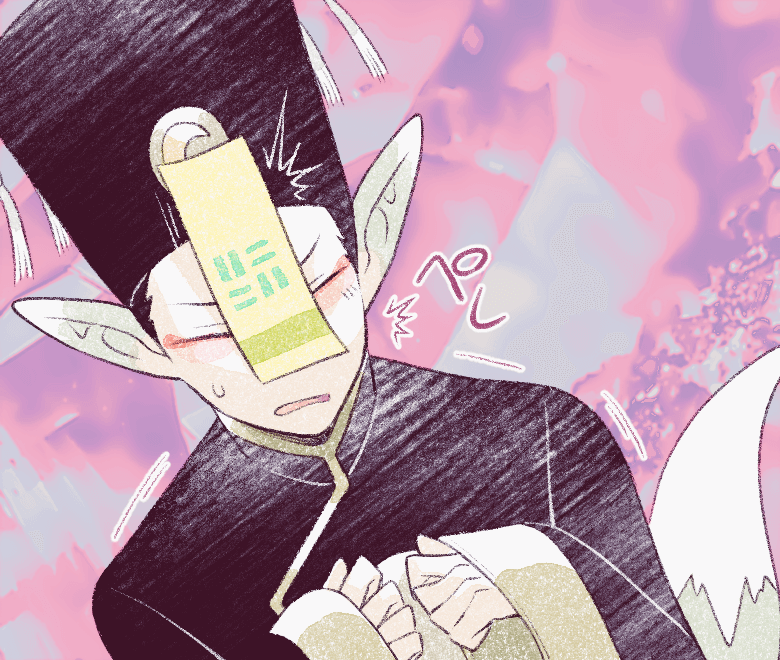 1boy, black_hair, breath_of_fire, breath_of_fire_iv, closed_eyes, crescent, hat, male_focus