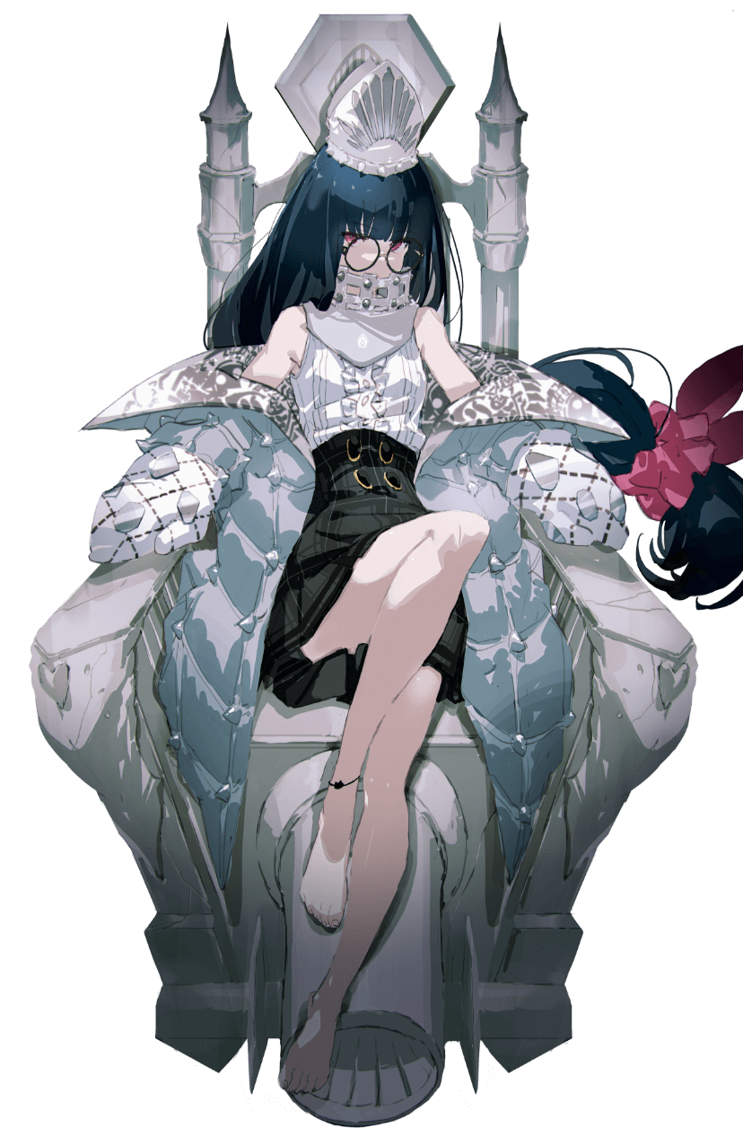 1girl, anklet, bad_source, bare_legs, bare_shoulders, barefoot, black_hair, blunt_bangs