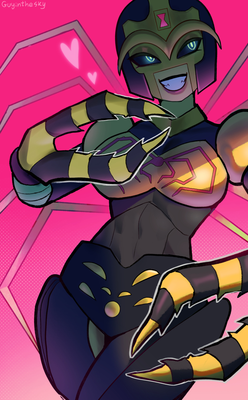 1girl, absurdres, alien, blackarachnia, breasts, decepticon, heart, helmet