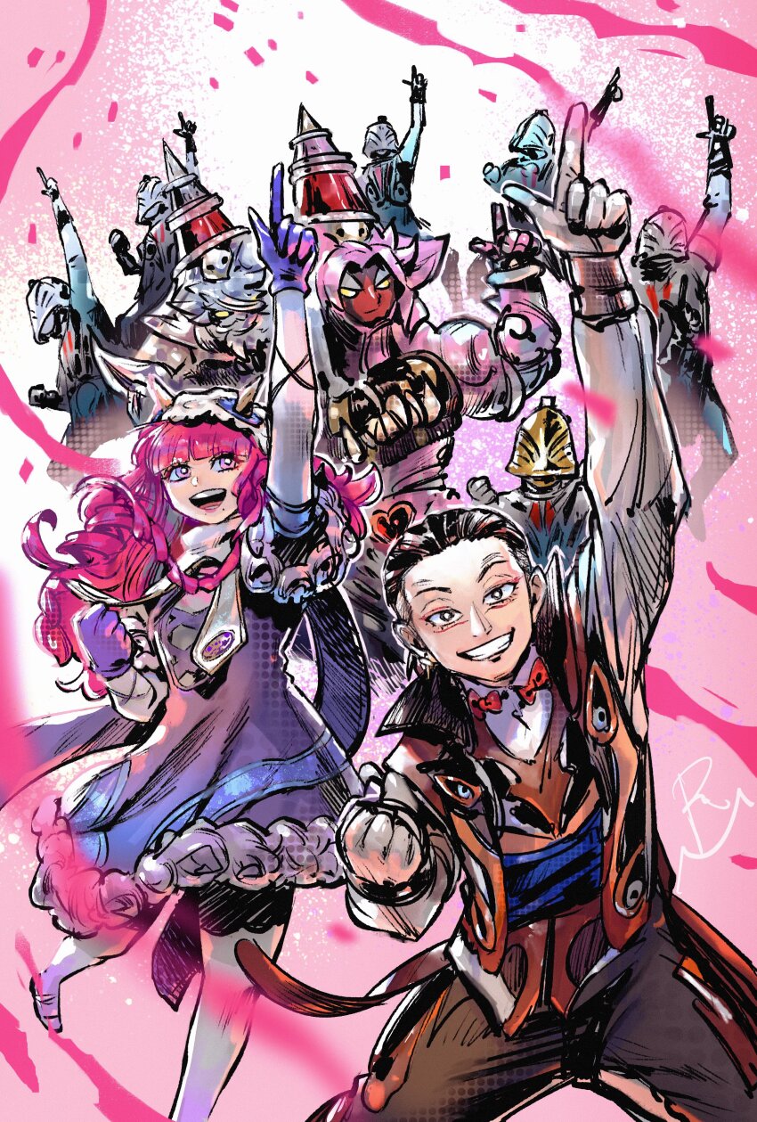 1girl, 2025, 20s, 6+boys, aaii_(no.1_sentai_gozyuger), absurdres, adk-em, bandai