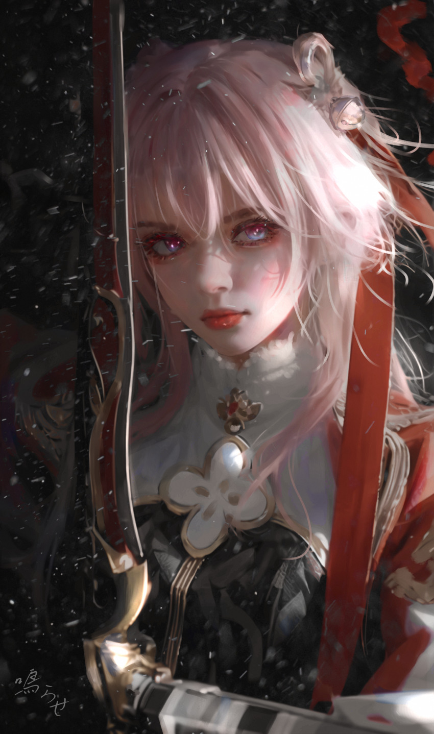 1girl, absurdres, bell, chinese_clothes, chinese_commentary, closed_mouth, commentary_request, hair_bell