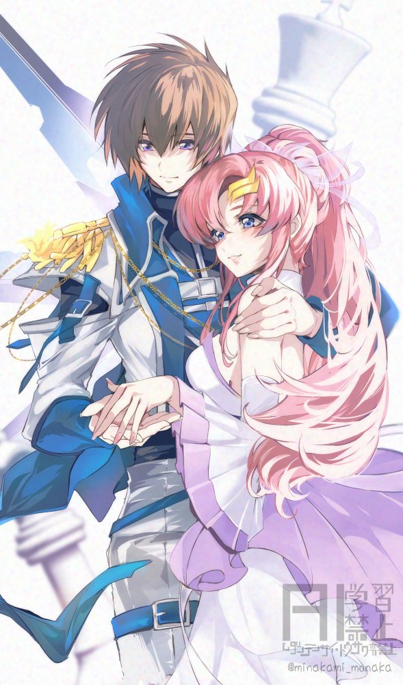 1boy, 1girl, blue_eyes, breasts, brown_hair, chess_piece, dress, epaulettes