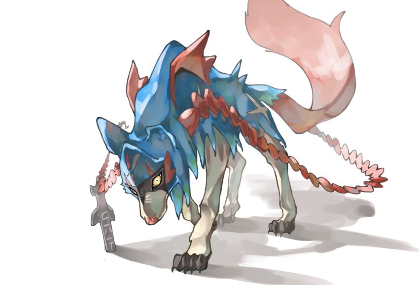 all_fours, blue_fur, clawed_feet, claws, commentary, full_body, gen_8_pokemon, hashtag-only_commentary