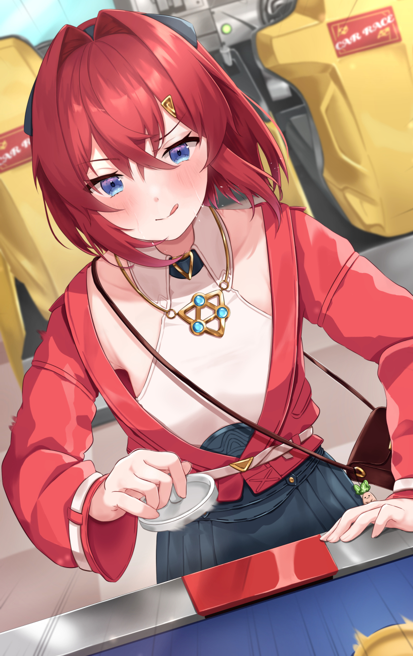 1girl, :q, absurdres, air_hockey, air_hockey_mallet, air_hockey_puck, air_hockey_table, ange_katrina